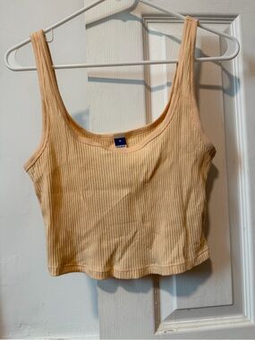 Old Navy Ribbed Scoop Cropped Tank Top - Light Peach